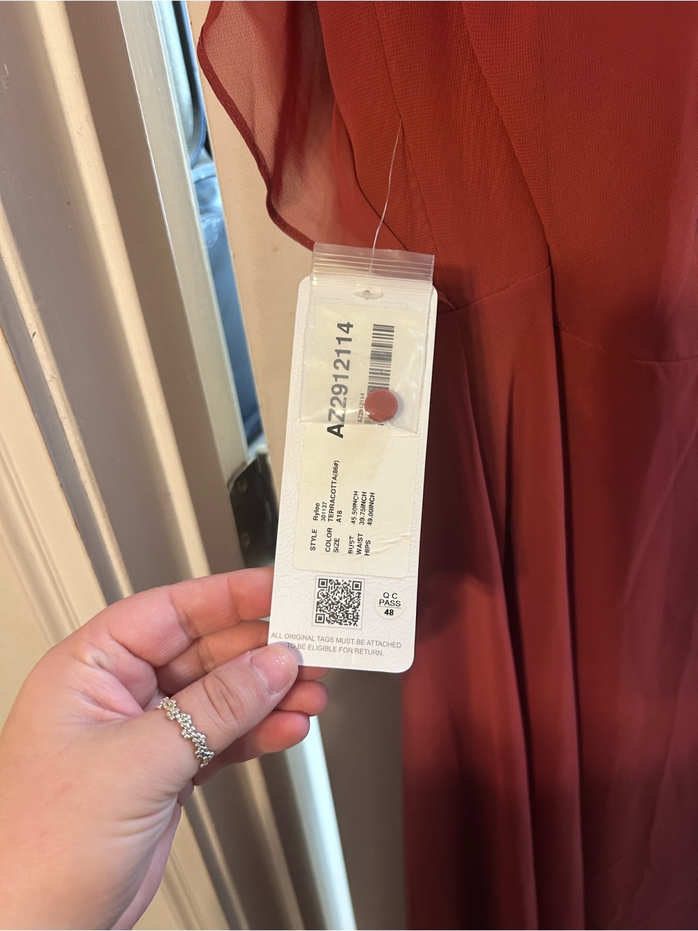 Azazie Rylee Terracotta A-Line Pleated Chiffon Dress NWT! - Picture 3 of 6